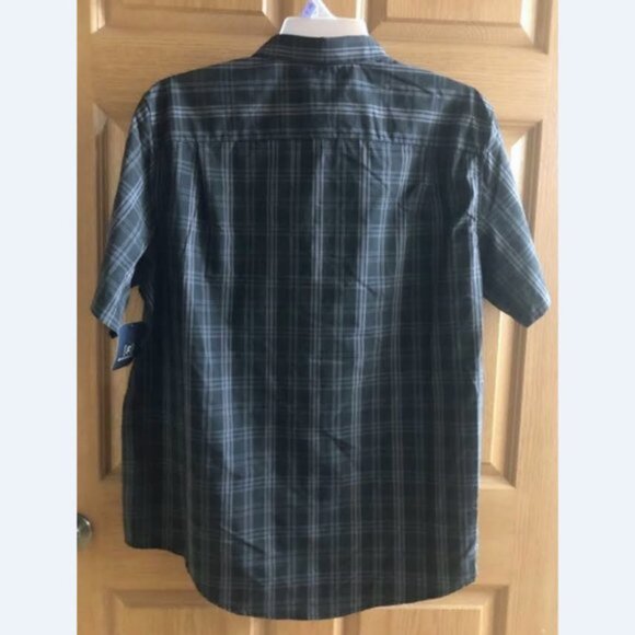 New: 2XL 50-52 Men's Black Plaid Button Down SS Shirt - Picture 3 of 3